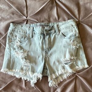 Just USA Frayed Light Blue Jean Shorts